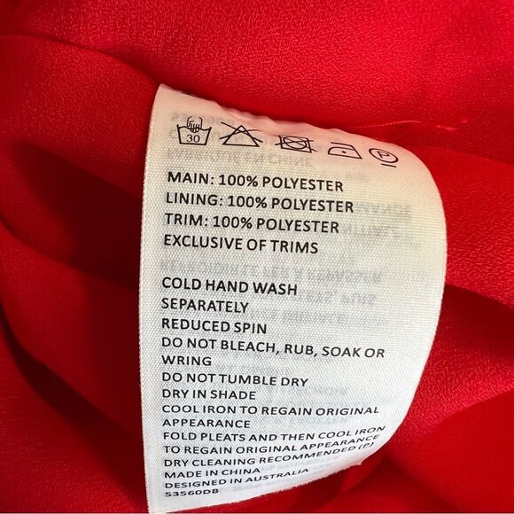 Bardot Red Satin Pleated Lattice Gown Midi Maxi Dress Size 4 Formal - Picture 12 of 13